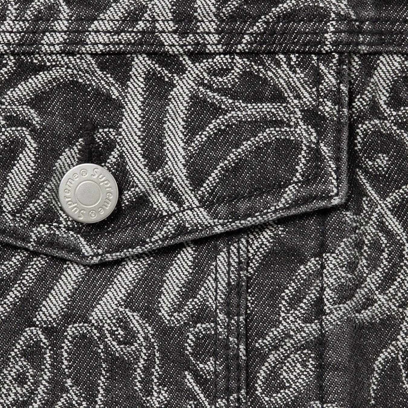 Script Jacquard Denim Trucker Jacket view 3